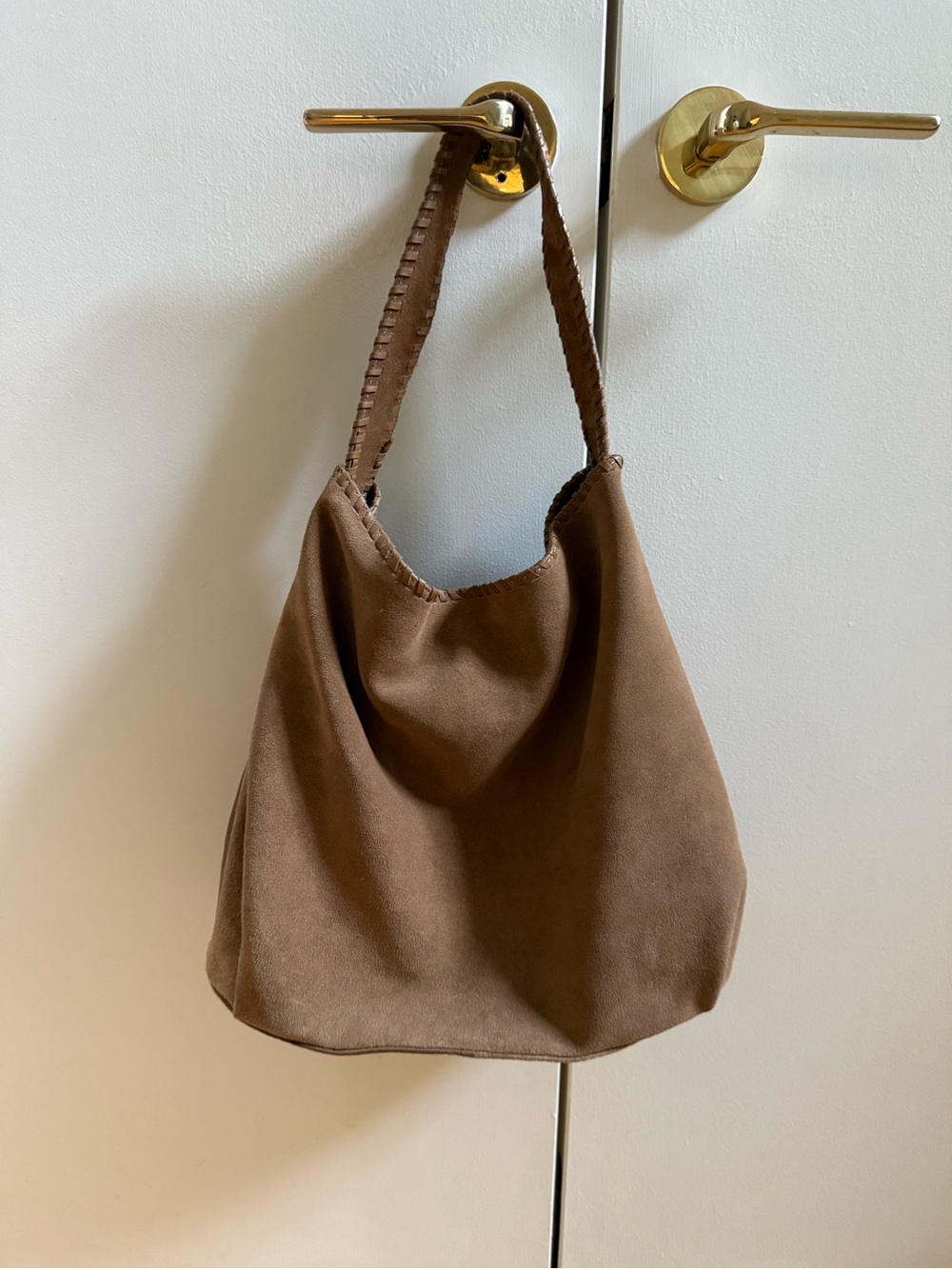 Brown Suede Slouch Hobo Bag